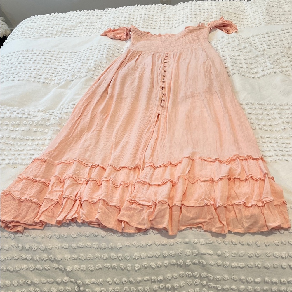 Pilyq Blush Ruffle Off-Shoulder Dress